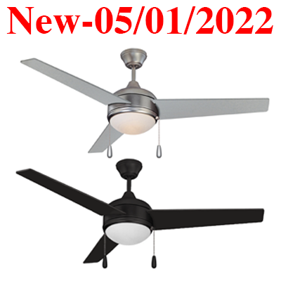 LL52SKY3 SERIES, LL52SKY3, LL52SKY3, LED, MB, Medium Base, Pull chain, remote, Indoor Fan, Indoor Ceiling, ceiling fan, fan, Indoor, Satin Nickel, SN, BB, Barbecue Black, Black, BLK, Chrome, White, WHT, WH